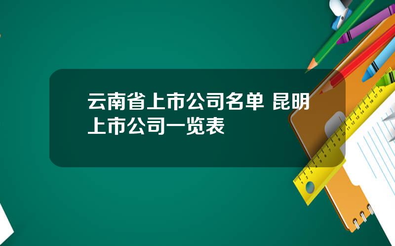 云南省上市公司名单 昆明上市公司一览表